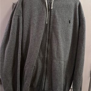 Polo Ralph Lauren Heavy, Full Zip 2XLT Hoodie & LT Pants Gray Men's, Blue Pony